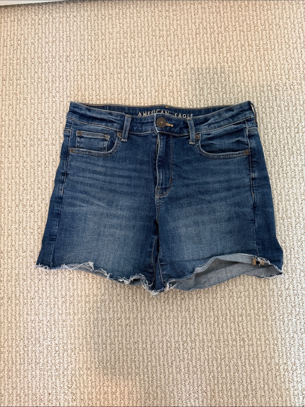 American Eagle Outfitters Dark Blue Distressed Denim Shorts